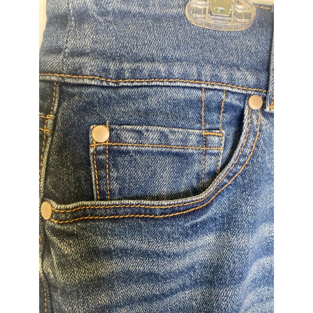 Torrid Slit Front Denim Jean Midi Skirt NWT Sz 18 Cotton Pencil Whiskered - Image 4