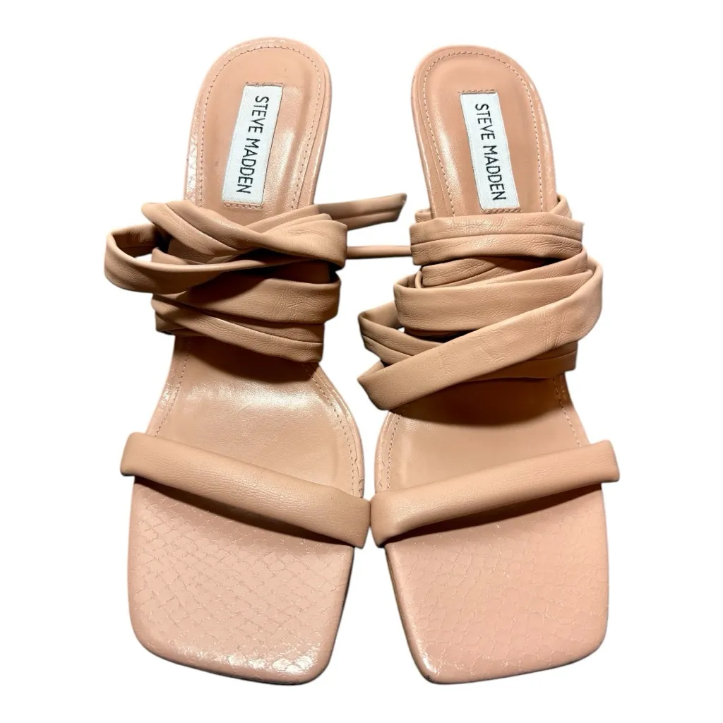 STEVE MADDEN Utilize Nude Crocodile Strappy Heels - Image 3