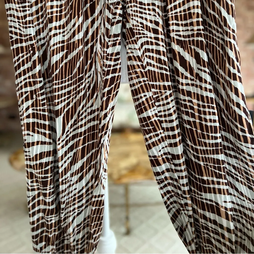 Lascana Patterned Tie Waist Jogger Pants Brown Blue 12 - Image 9