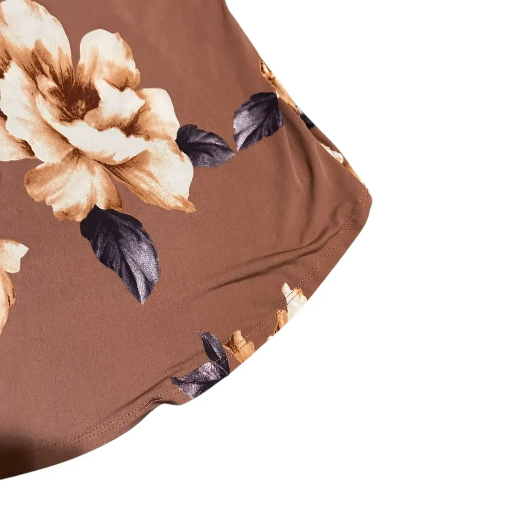 Pink Blush Rust Floral Hi-Low Maternity Wrap Dress Belt Stretch Soft Size Small - Image 11