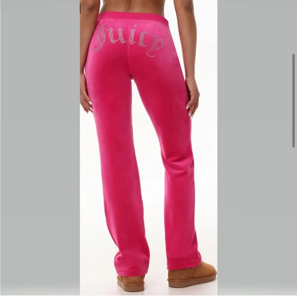 Juicy Couture 2PC Hot Pink Big Bling Velour Track Suit Large Y2K - Image 4