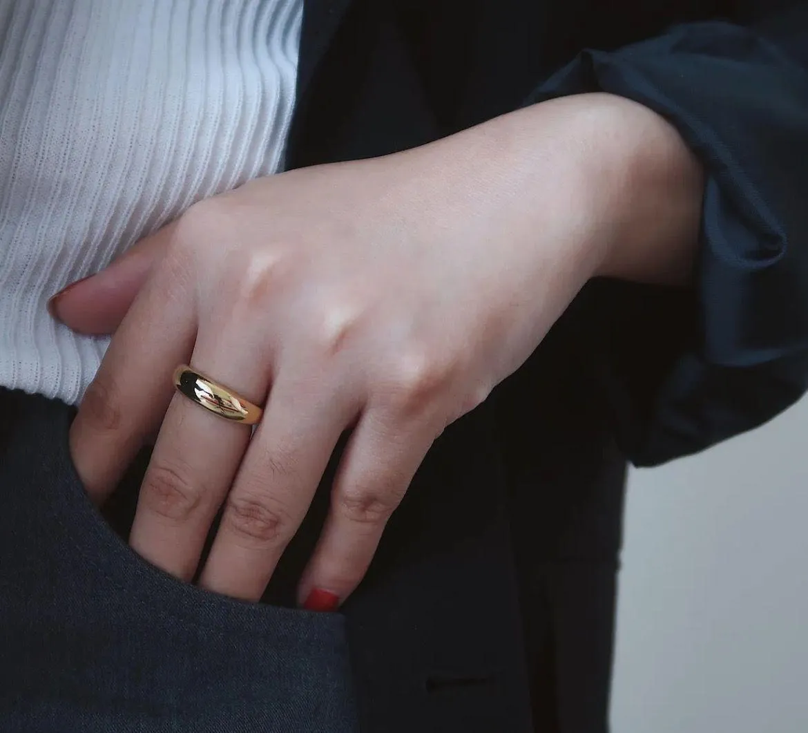 18k Non Tarnish Ring Size 6 Statement Stainless Steel Elegant Stackable Green - Image 2