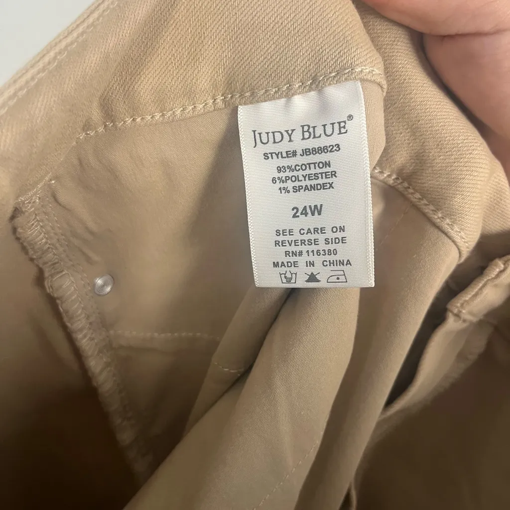 Judy Blue High Waist Tummy Control Flare Stretch Jeans in Khaki size 24W - Image 7