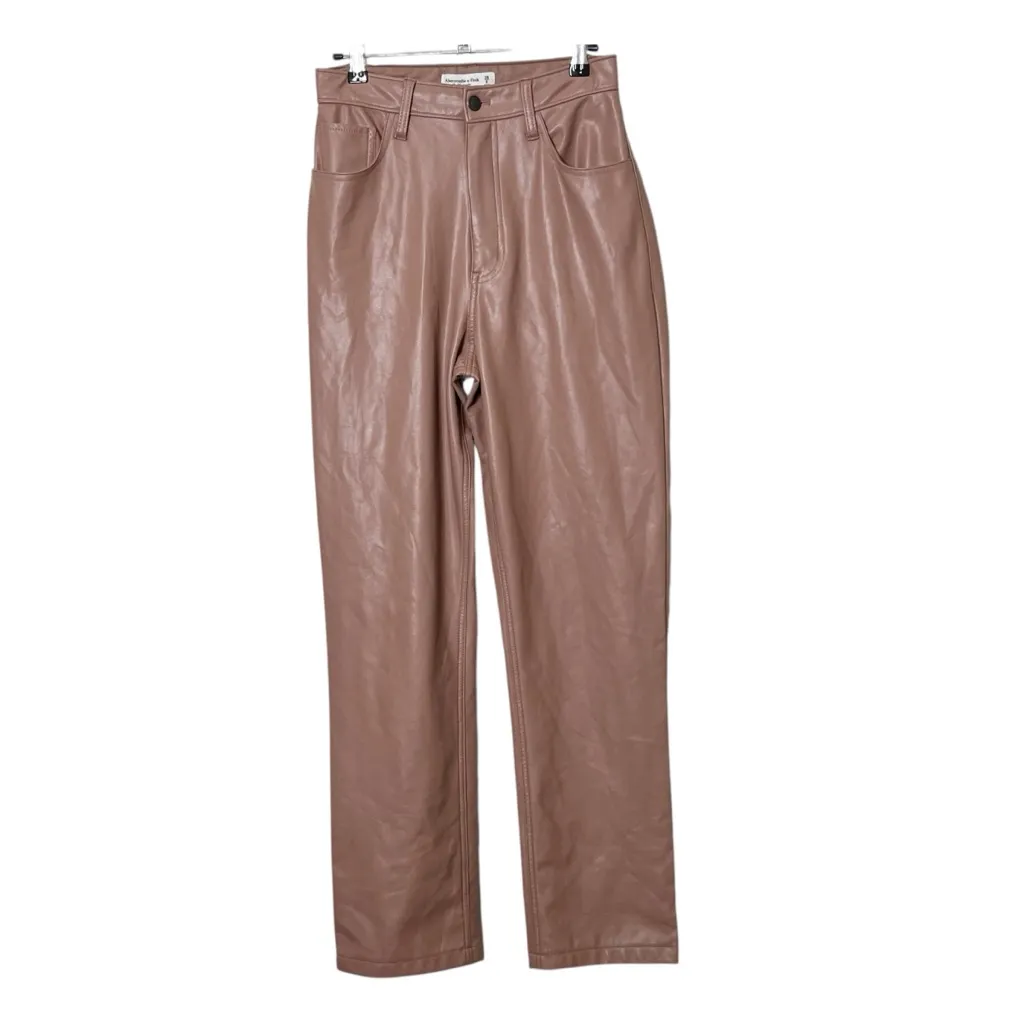 Abercrombie Fitch 90s Straight Ultra High Rise Faux Leather Pants Size 28 - Image 2