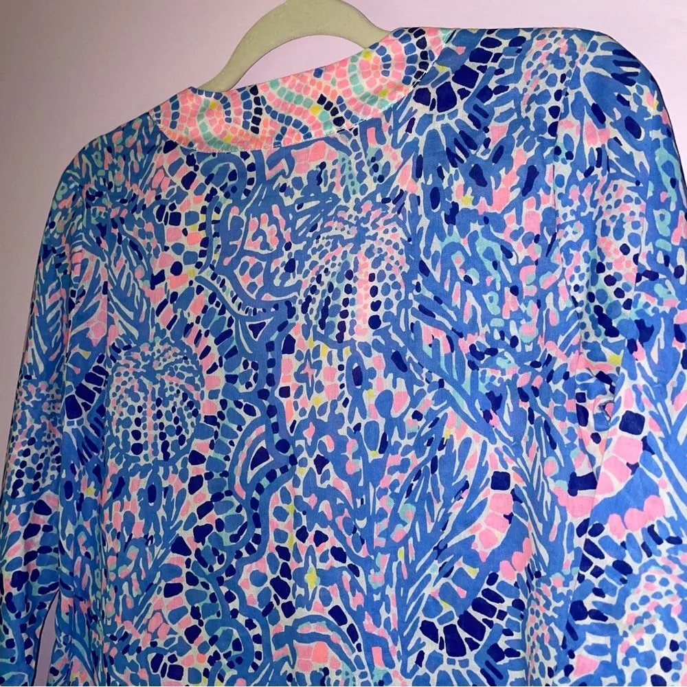 Lilly Pulitzer XS Blouse Cotton Tunic Top 3/4 Sleeve V Neck - Image 6