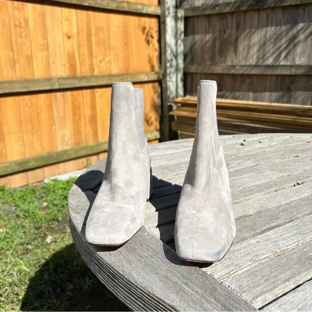 VINCE Blakely Ankle Boots  Suede Block Heel‎ Gray 7.5 - Image 2