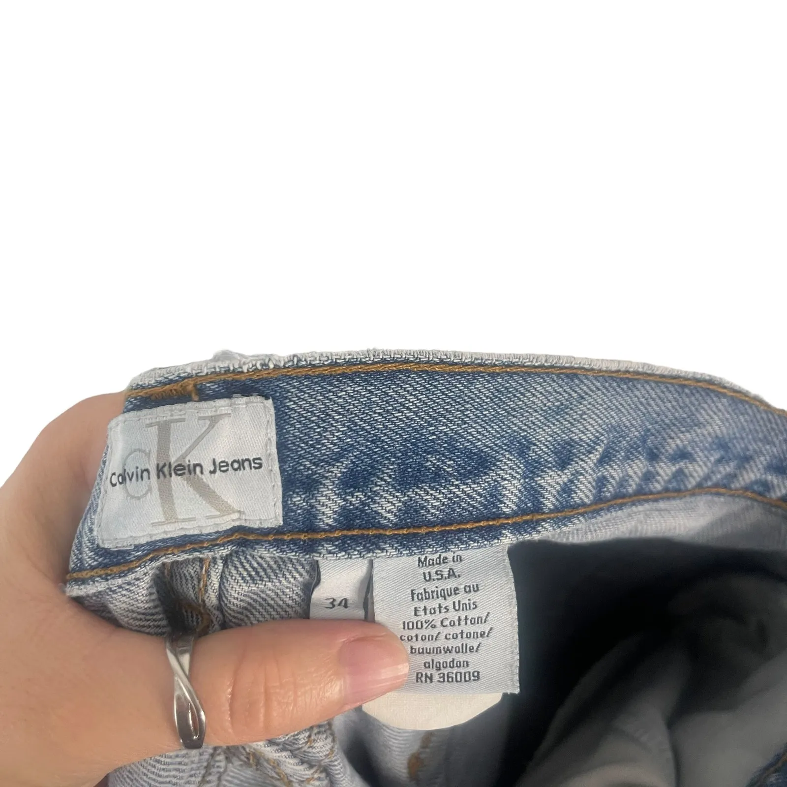 CK‎ Calvin Klein Vintage 90s Women's Plus Size 34 Baggy Light Wash Mom Jeans Blue - Image 9