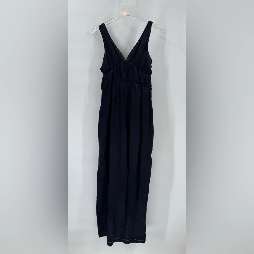 ANTHROPOLOGIE SANCIA ODA V-NECK HALTER JUMPSUIT ROMPER‎ NAVY BLUE SMALL - Image 9