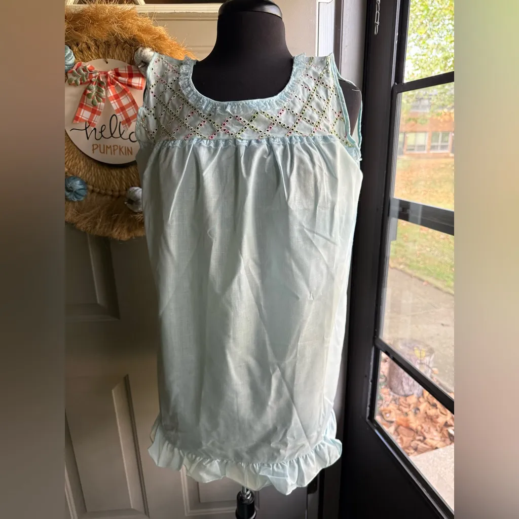 Vintage NOS 60s Katz Kittens cotton eyelet lace nightgown robe set, size medium Blue - Image 10