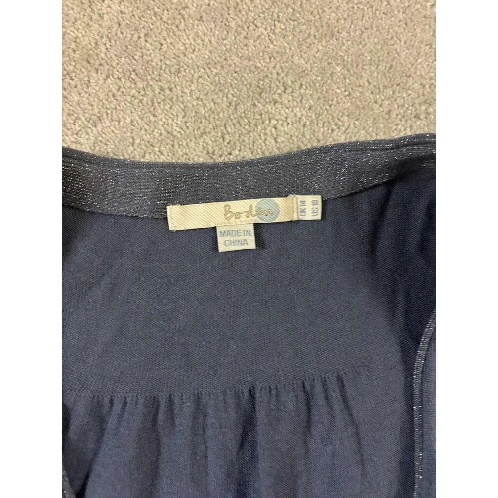 boden blue knit wool cardigan metallic trim long sleeve size 10 EUC Blue - Image 2