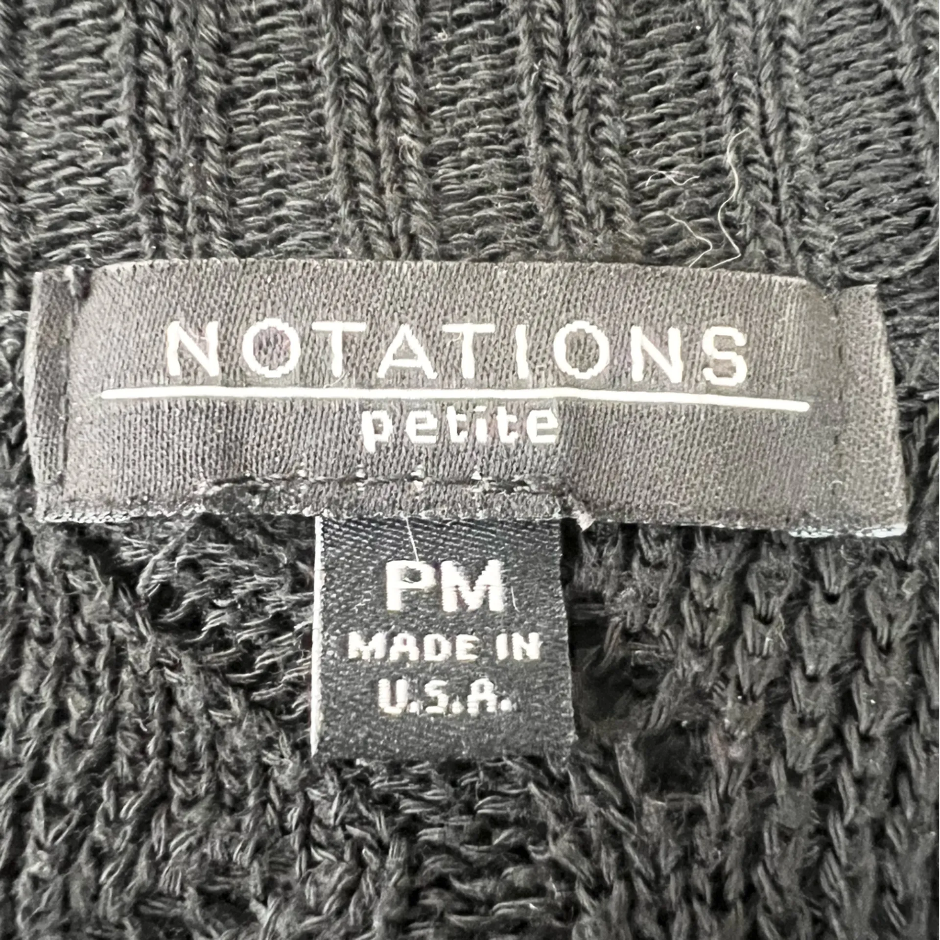 Notations Black Crochet Knit Open Front Cardigan Sweater Size PM Petite Medium - Image 3