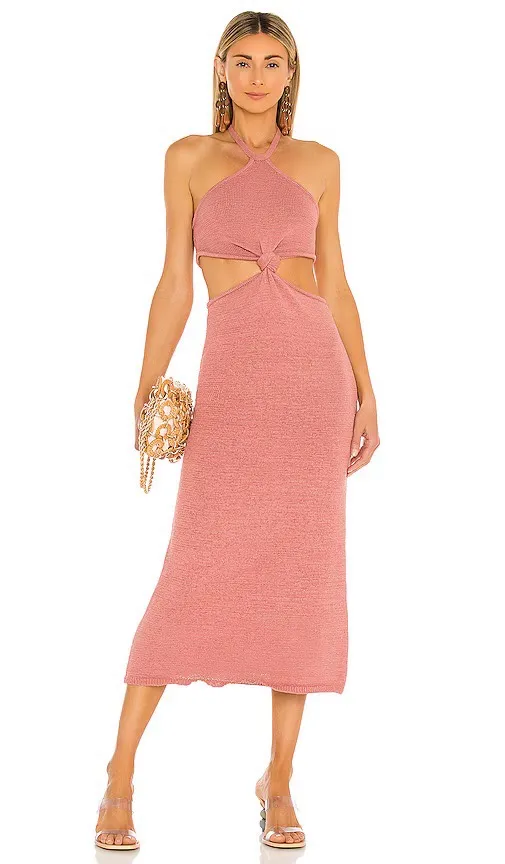 Cult Gaia Cameron cutout halter knit midi dress in jaipur pink XS extra small - Image 16