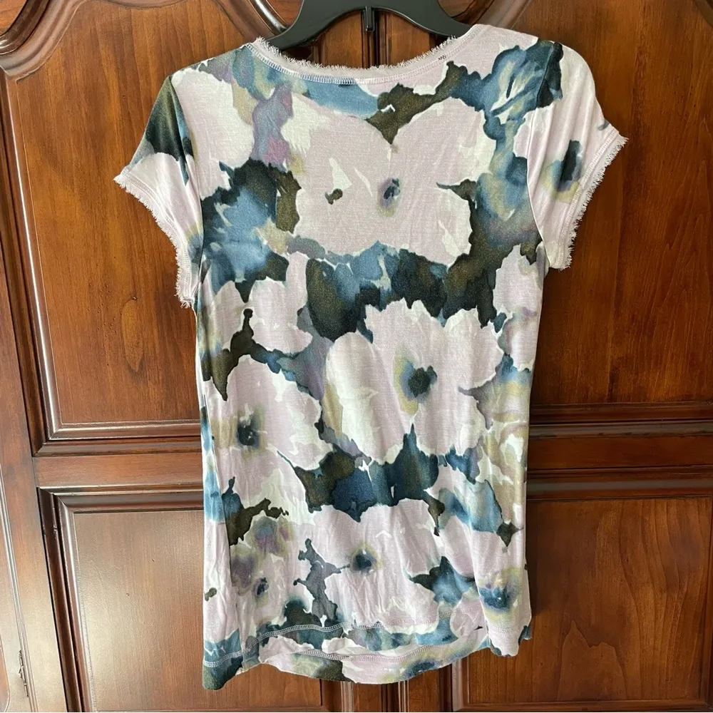 Simply Vera by Vera Wang Draped Cowl Jersey Knit Floral Print Women's Top Small - Image 4