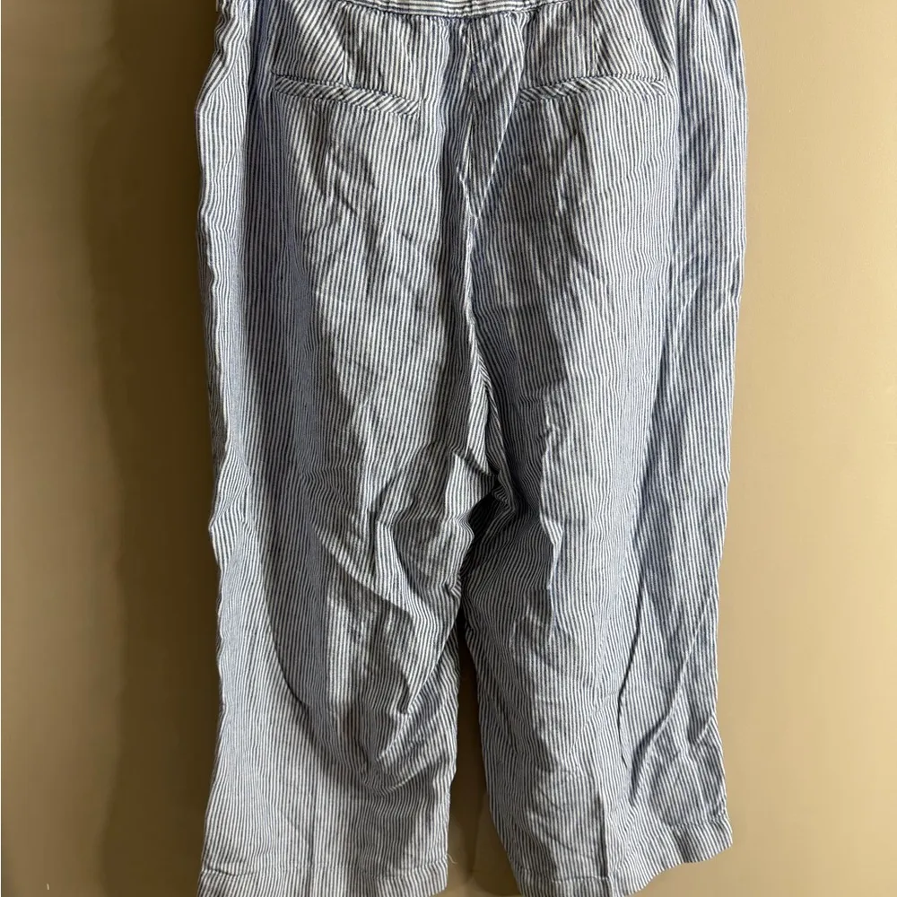 J Jill wide leg linen Striped Blue and White Pants size xl - Image 8