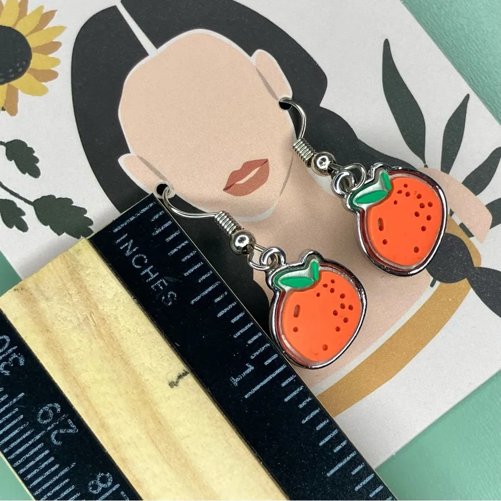 Orange Fruit Dangle Earrings - Image 4