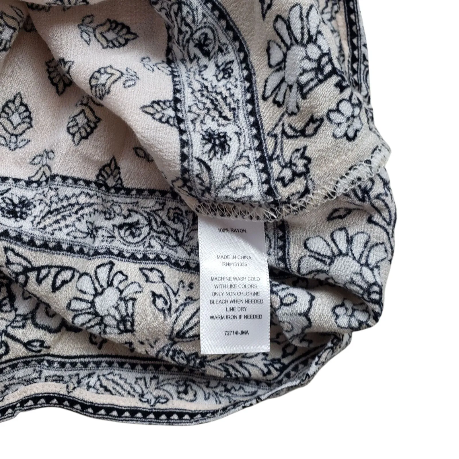 Socialite Blouse Top Womens Small Floral  Tray Neck Casual Tie Sleeve - Image 6