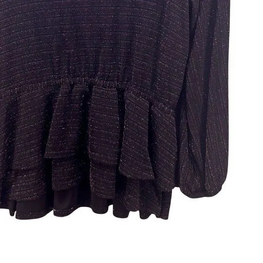 ModCloth Womens Peplum Top Size 1x 70s Black Disco‎ Glam Glitter Sparkle Party - Image 7