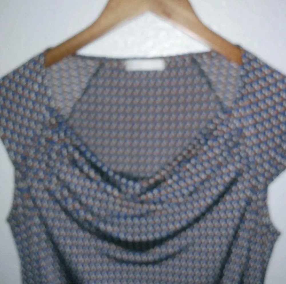 Promod S Capped Sleeved Ditsy Diamond Print Side Scrunched Mini Dress Blue - Image 2