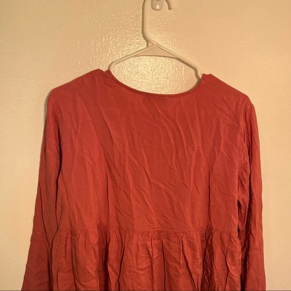 OSO Casuals Peplum Top Pink Embroidered Floral Size M - Image 13