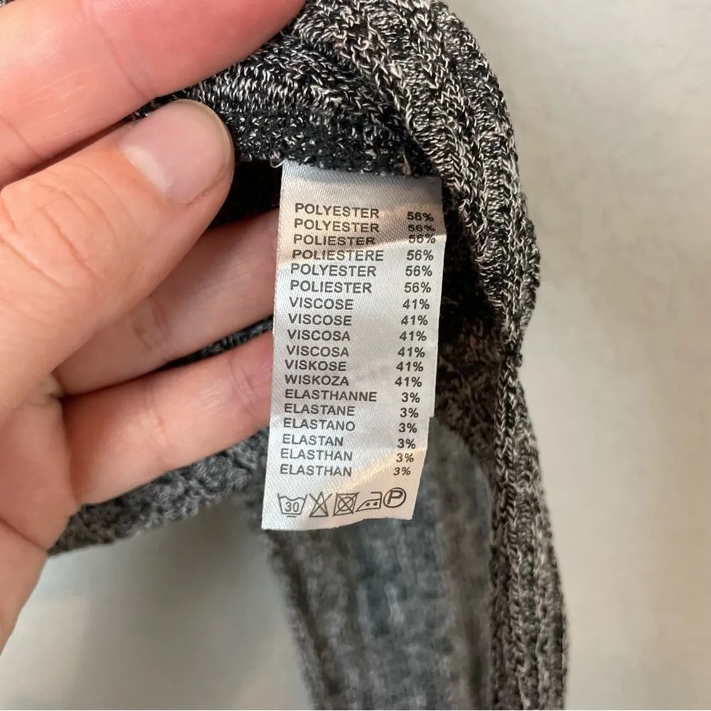 JCL Charcoal Heather Gray Open Back Cropped Ribbed Sweater Size M/L Black Size M - Image 2