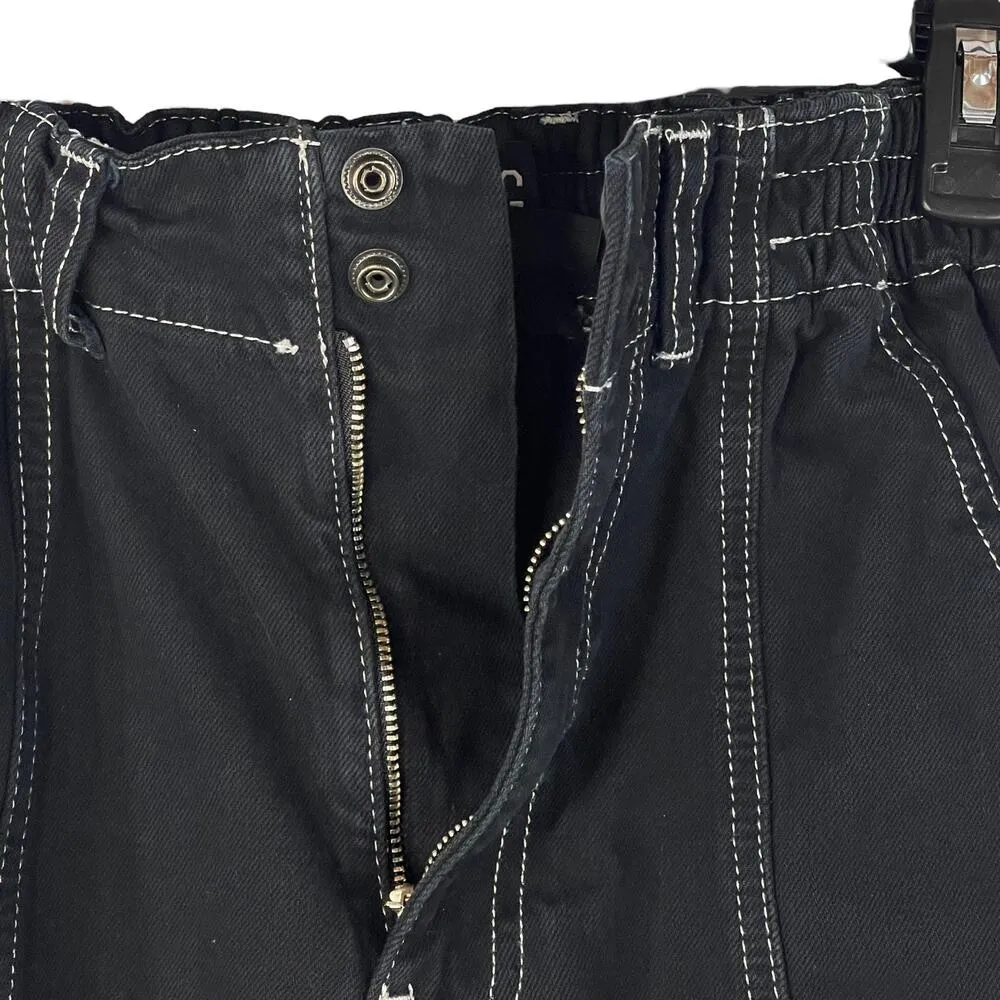 BDG SZ 25 Relaxed Skate Jeans Hi-Rise Cargo Pockets Elastic Waist Zip-Fly Black - Image 4