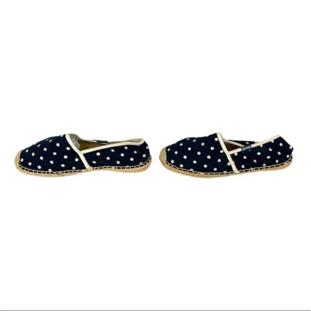Soludos Polka Dot Espadrille Slip On Flats Navy Blue Size 37 US 6.5 - Image 5