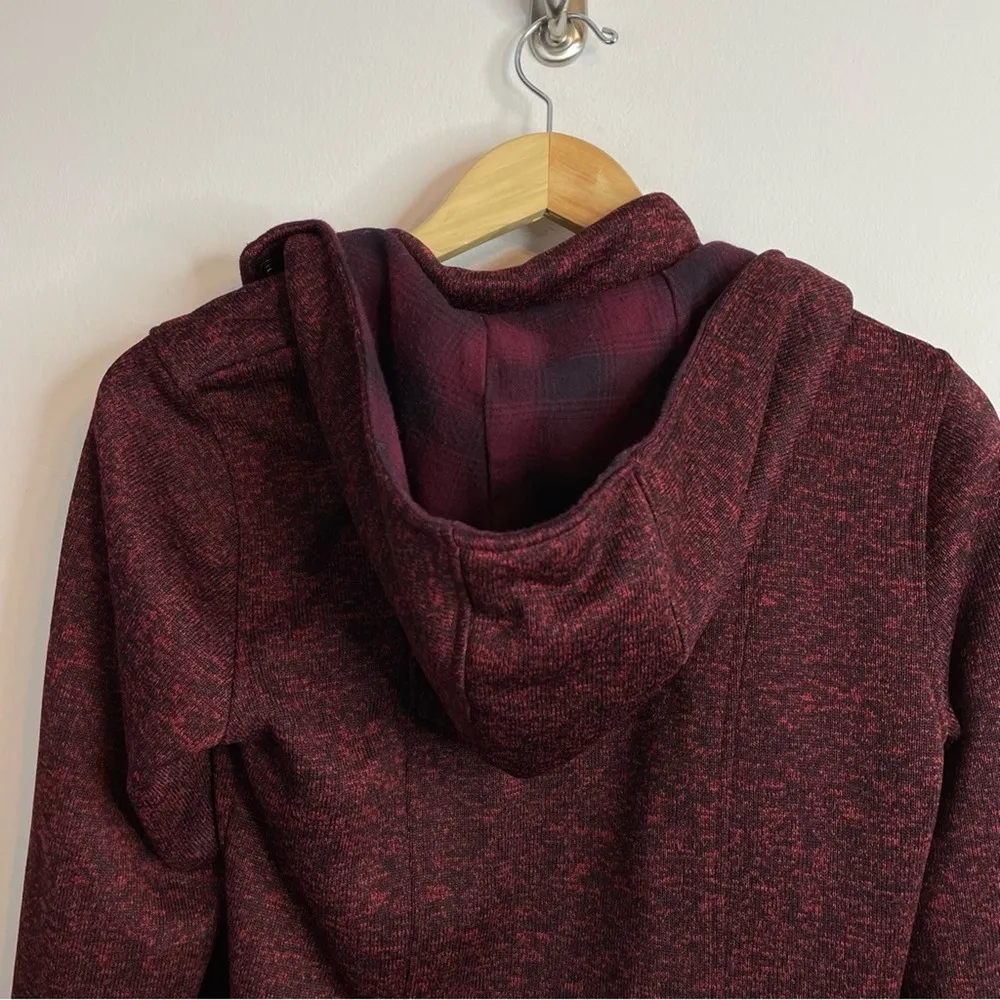 Radiator Fleece Sweater Jacket Hoodie Red Black Buffalo Plaid M cozy - Image 7