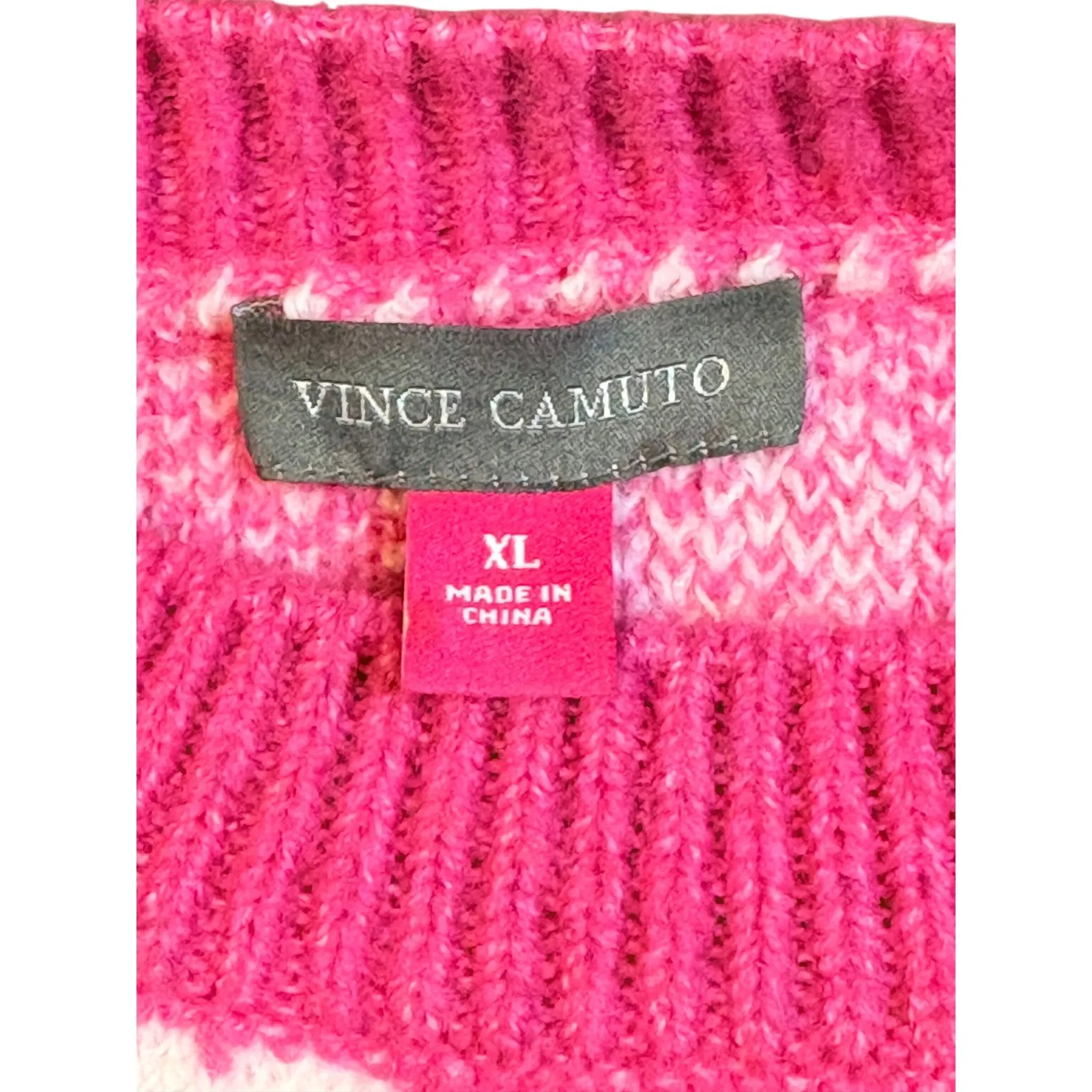 Vince Camuto Pink White Heart Print Crew Neck Long Sleeve Sweater Women Size XL - Image 6