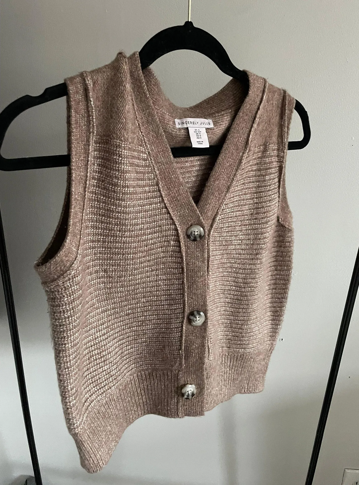 Tan/Brown Sweater Vest Brown - Image 2