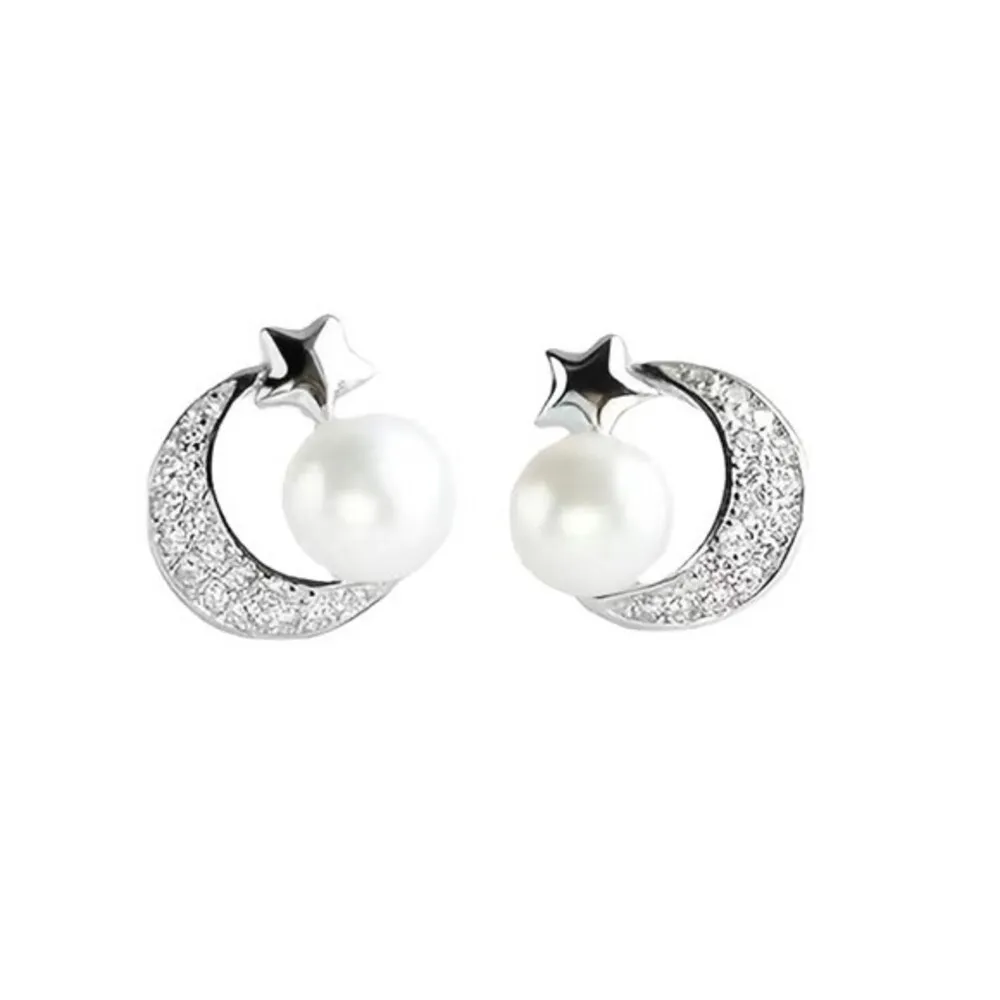 "You Are My Moon, You Are My Star" – Elegant Star & Moon Stud Earrings Silver - Image 5