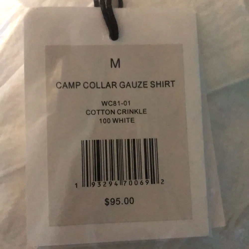NWT Onia Camp Collar Lightweight Gauze Long Sleeve Shirt in White size Medium - Image 5