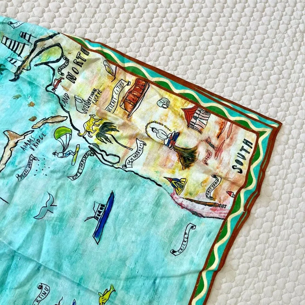 $ 695 NWT Alemais SWELL SHIRTDRESS Art Island Print Slit Midi Size 0 Blue - Image 10