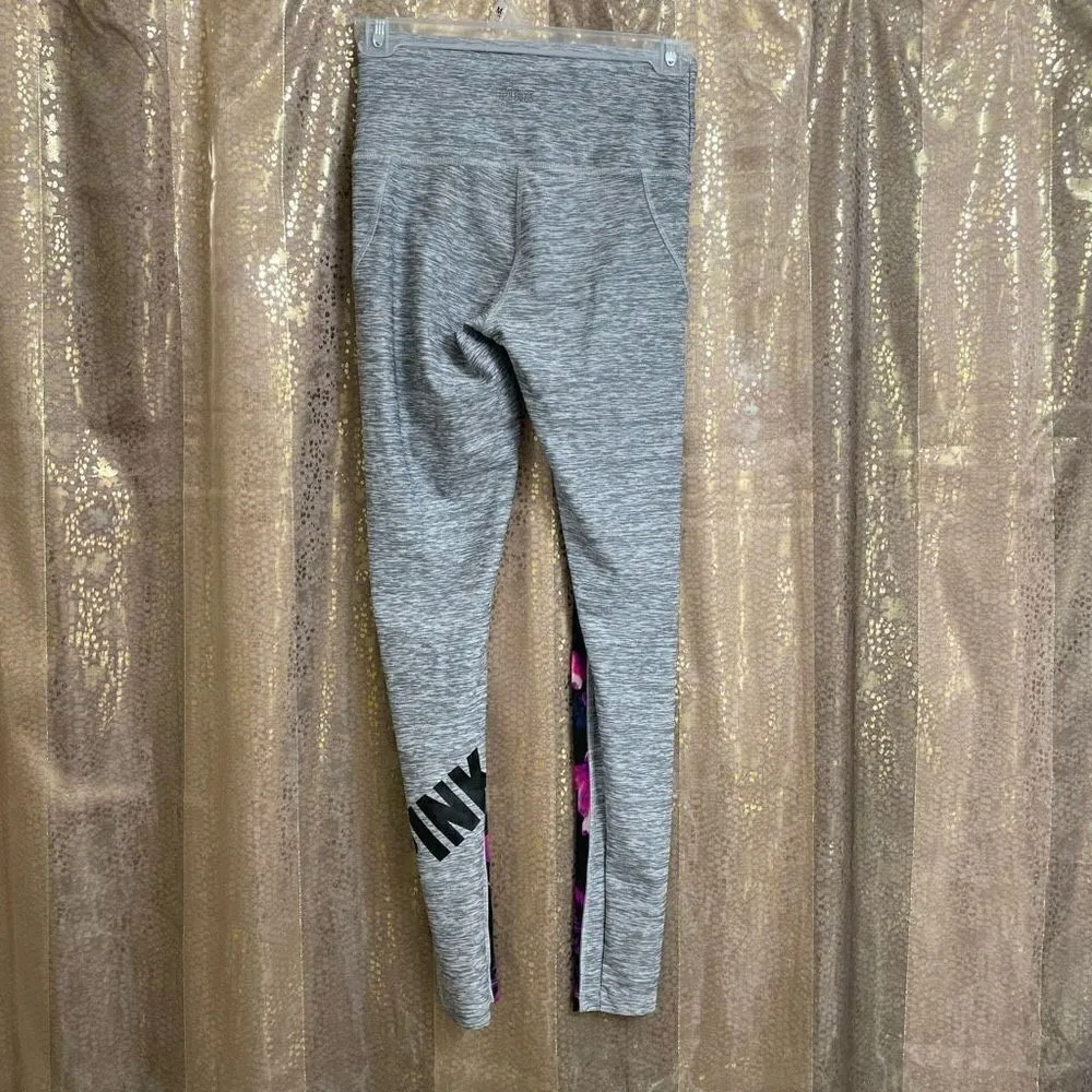 PINK Victoria's Secret gray/pink floral tropical ultimate leggings, XS - Image 2