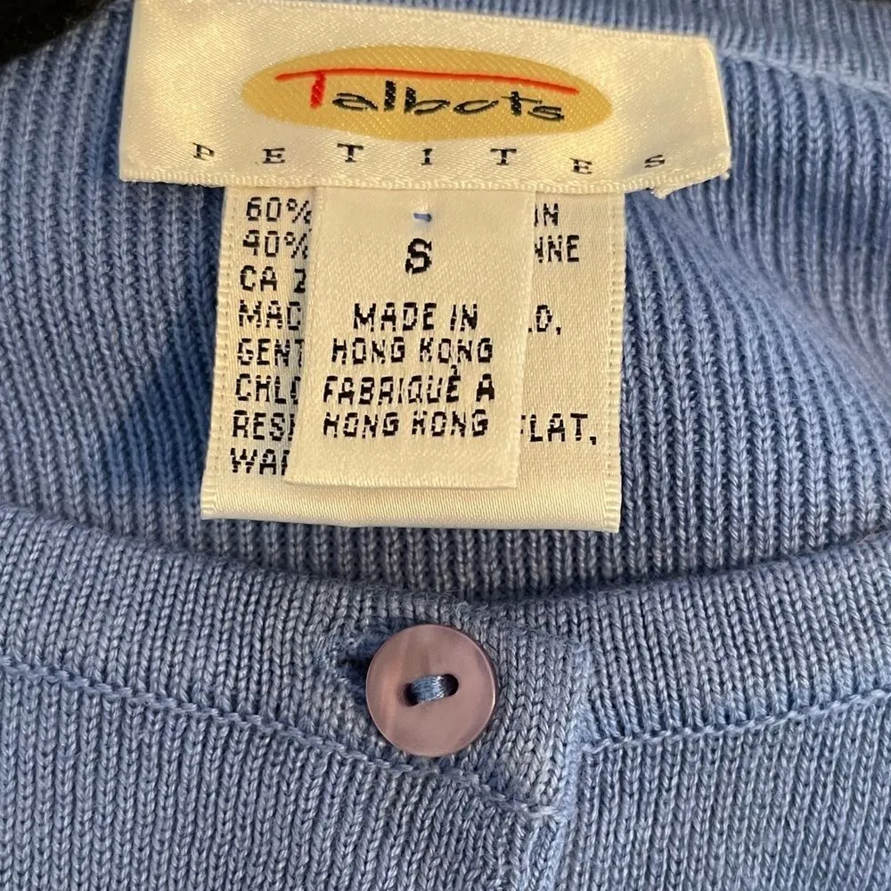Talbots Petites Cardigan‎ Sweater Blue - Image 2