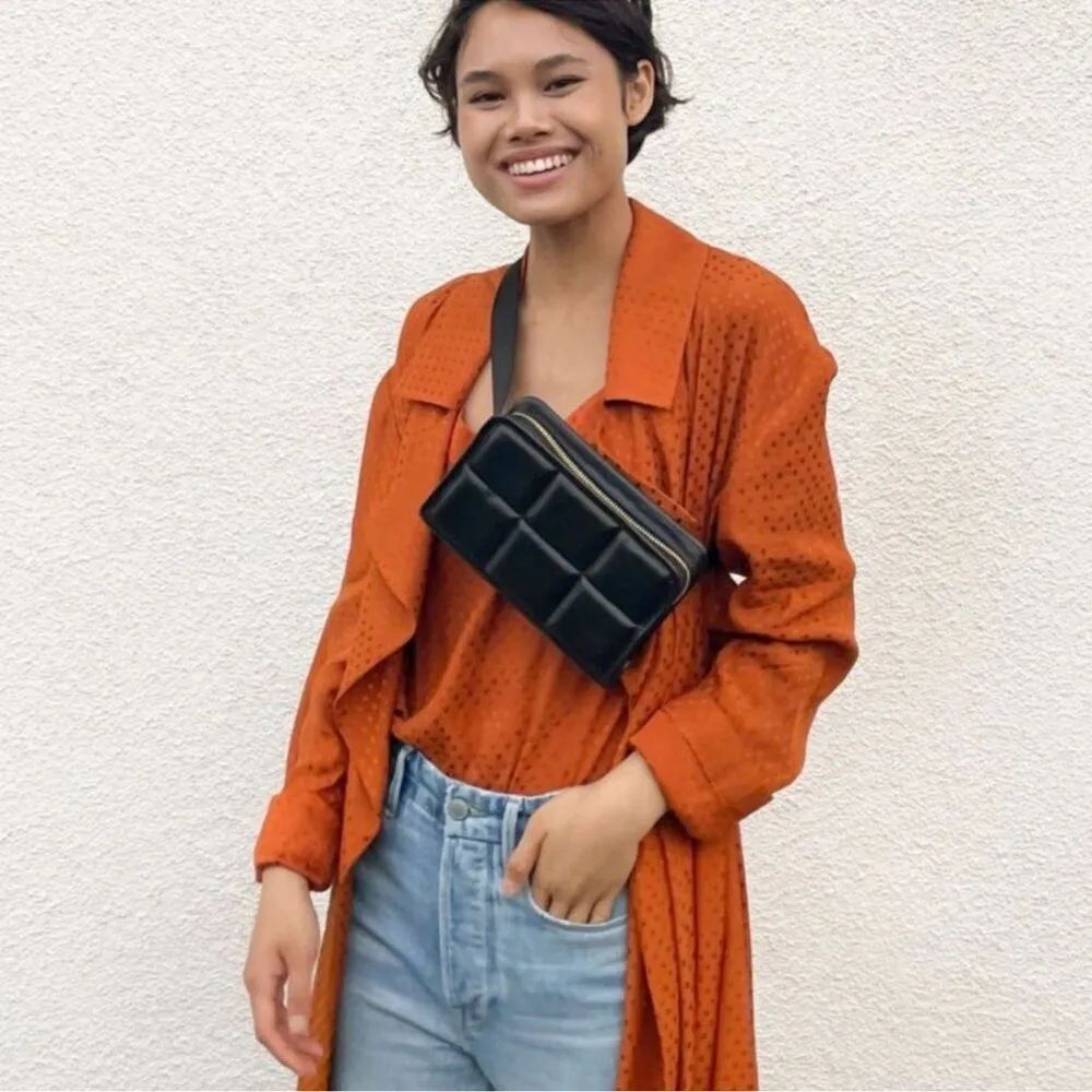 Amanda Uprichard New York NWT Belt Bag Black Mini Purse Quilted Faux Leather - Image 3