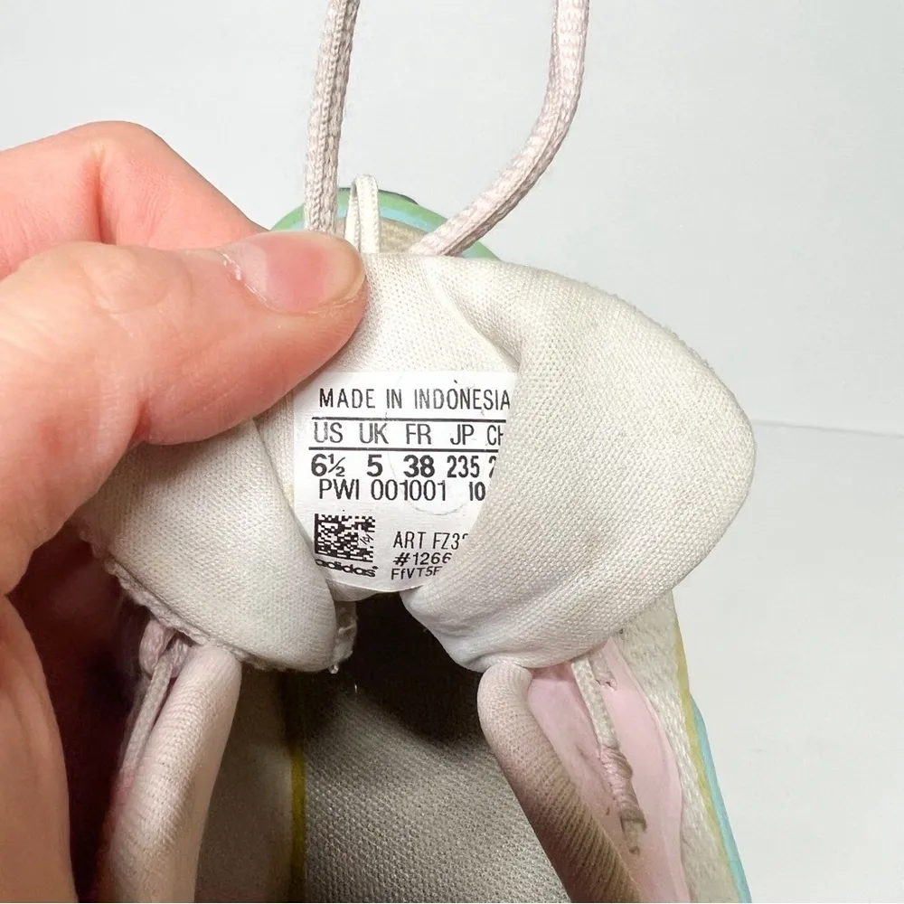 Adidas Primrose Sleek White Hazy Sky Sneakers Pink White Yellow Size 6.5 Women’s - Image 6