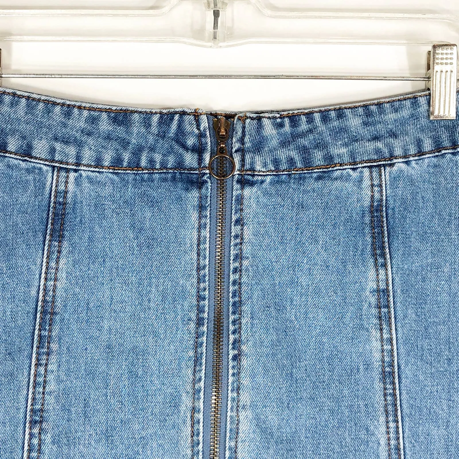 Altard State Small Monana Skirt Denim‎ Jean Blue Front Full Zip Mini Women 750 - Image 7