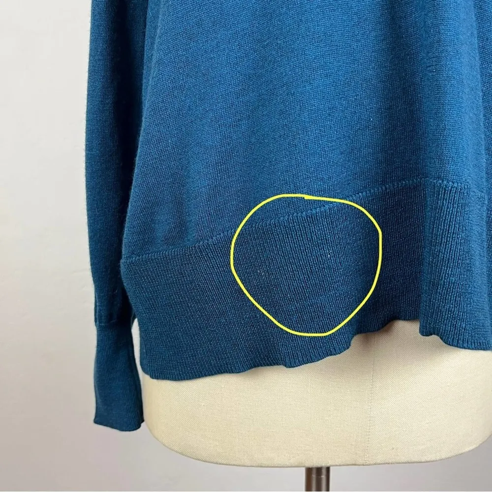 Universal Standard Teal V Neck Merino Wool Sweater - Image 5