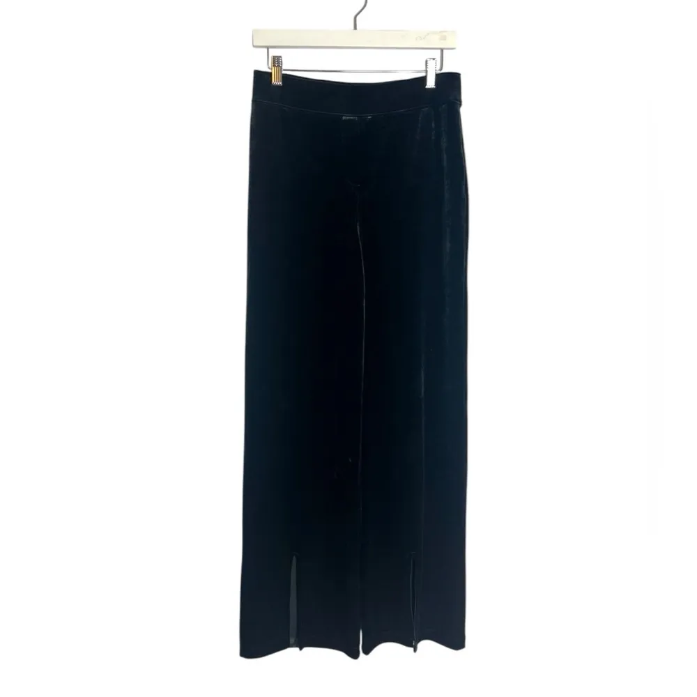Spanx women’s black Velvet Split Hem Wide Leg Pant pull on size L - Image 10