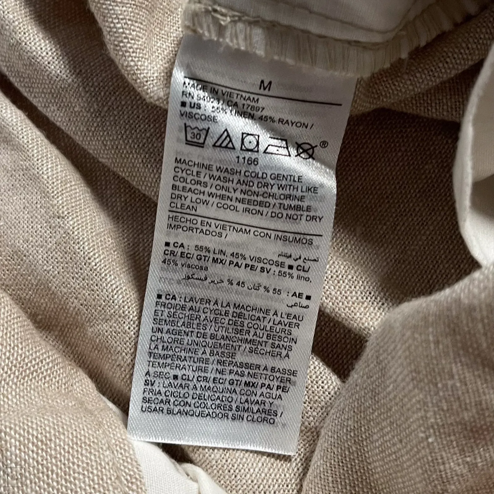 NEW Old Navy Women's Pants Taylor Wide Leg Trouser Linen Blend Flowy M‎ Beige - Image 3