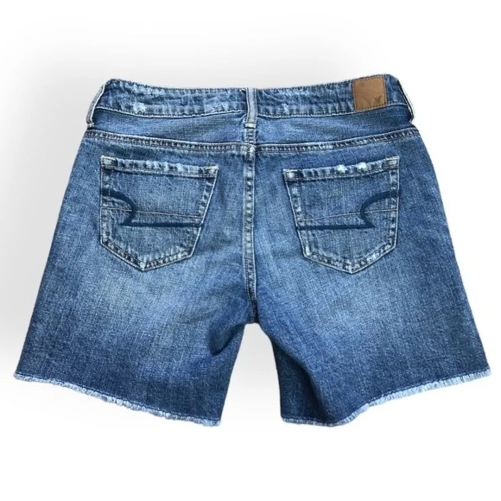 American Eagle Distressed Frayed Hem Denim Shorts - Image 2