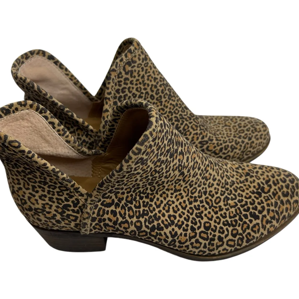 Women’s 8 M Lucky Brand Baley2 Booties Leopard Print Slip On Ankle Heels Baley 2 - Image 3