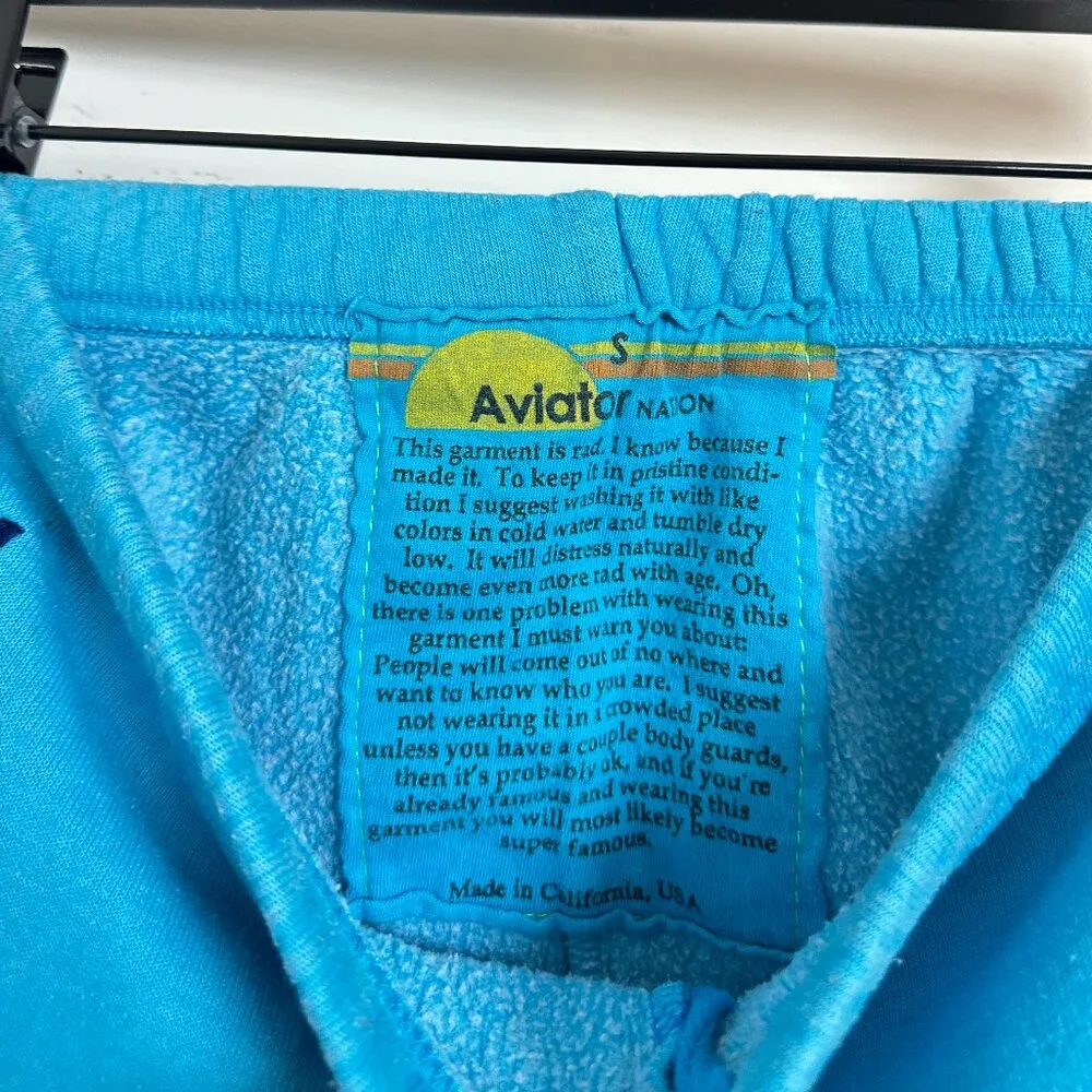 AVIATOR NATION 5 Stripe Sweatpant in Neon Blue & Neon Rainbow Size Small - Image 6