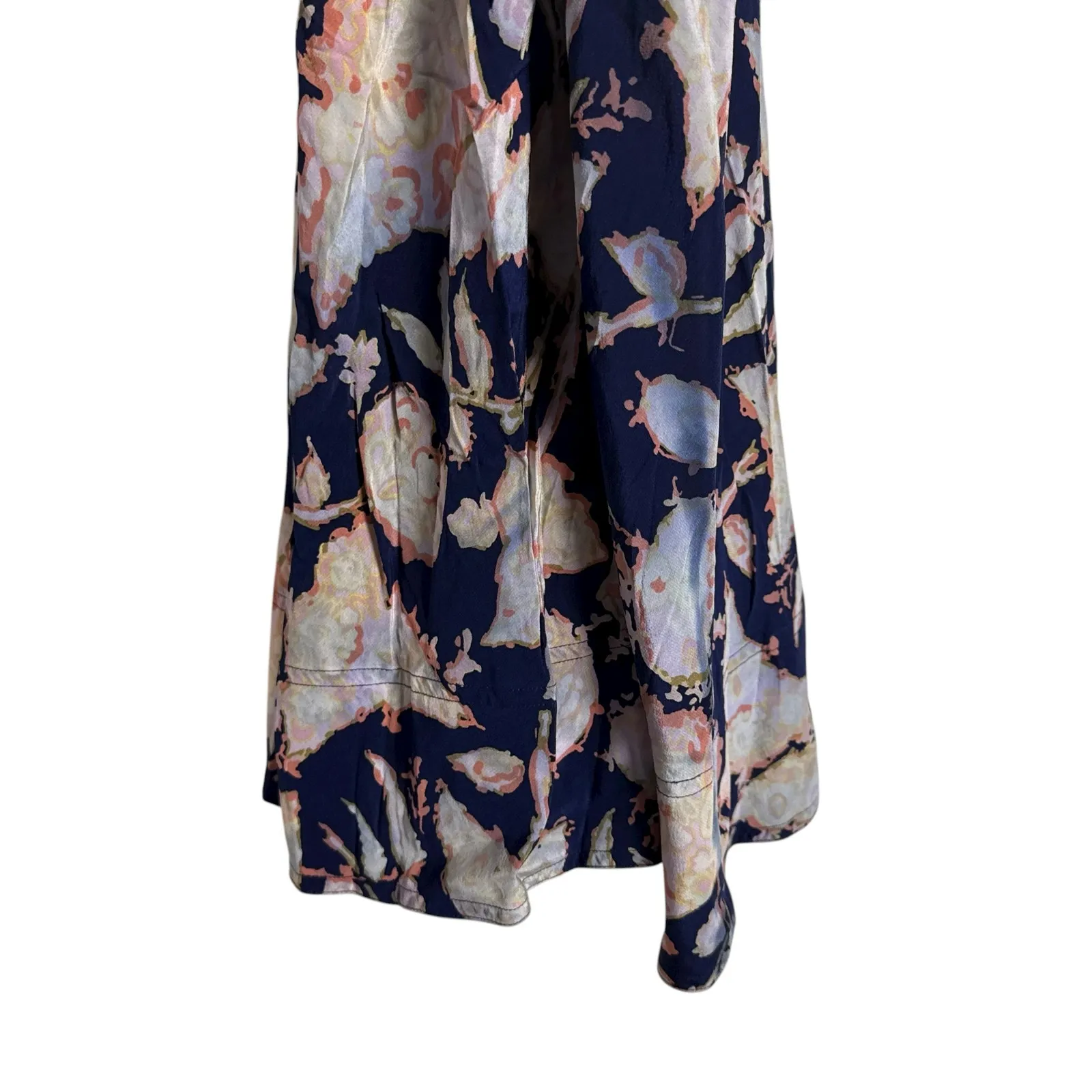 A.L.C. Remy Navy Pink Floral Print Silk Blend Short Sleeve Midi Dress Size 4 - Image 15