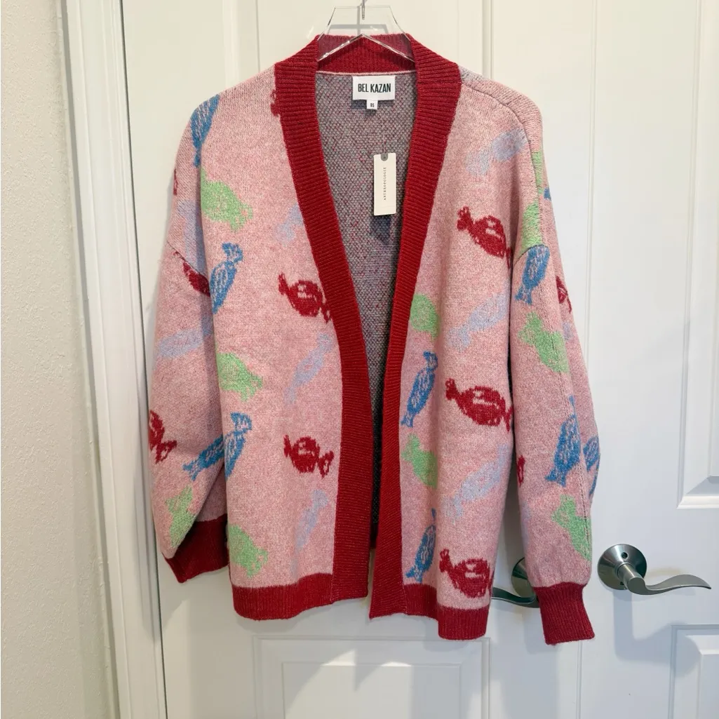 NWT ANTHROPOLOGIE BEL KAZAN Icon cardigan Sweater in Pink Candy Knit One Size - Image 4