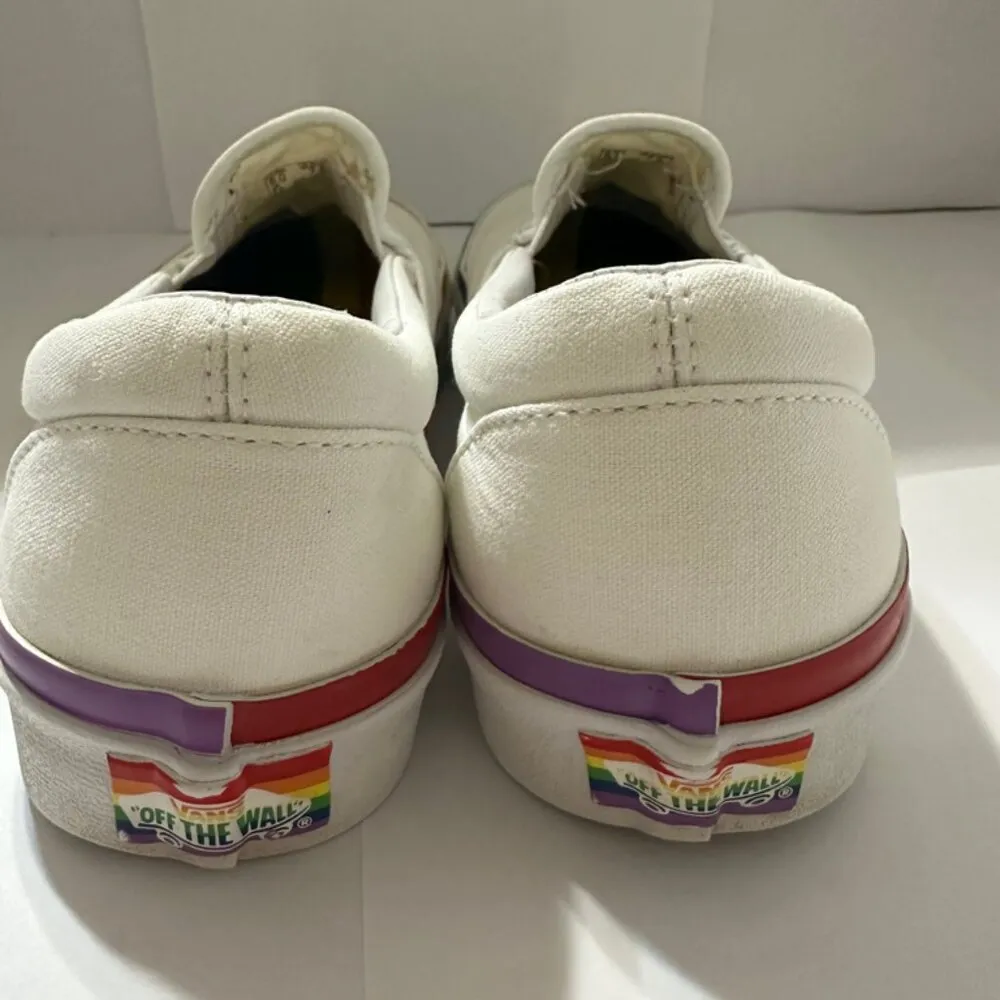 Vans Classic Slip On Size 6 Mems 7 Women Rainbow Foxing Pride White Rainbow - Image 9