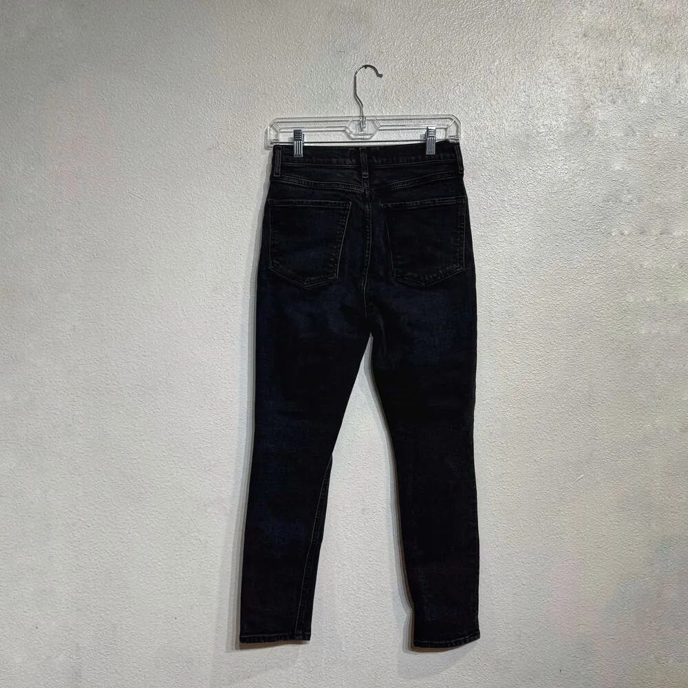 AGOLDE Black Denim Nico High Rise Distressed Crop Jeans Sz 26 - Image 9