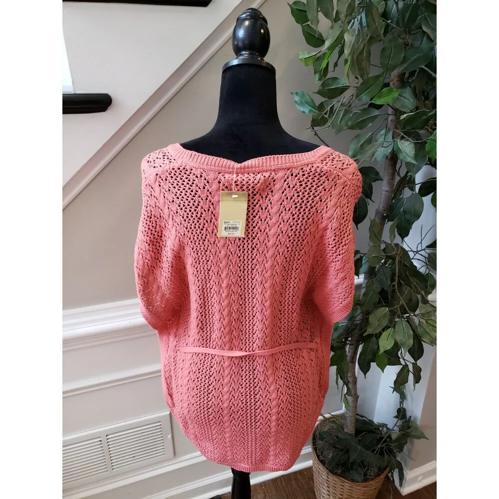 Women's Sonoma Faded Rose Knit Sleeveless Sweater Top M Belted Pullover NWT Pink Size M - Image 6