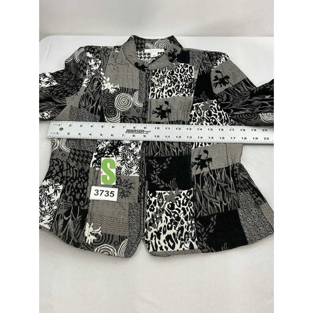 Womans Dress Barn Medium Multicolor Patch Work Full Zip Blazer - Image 6