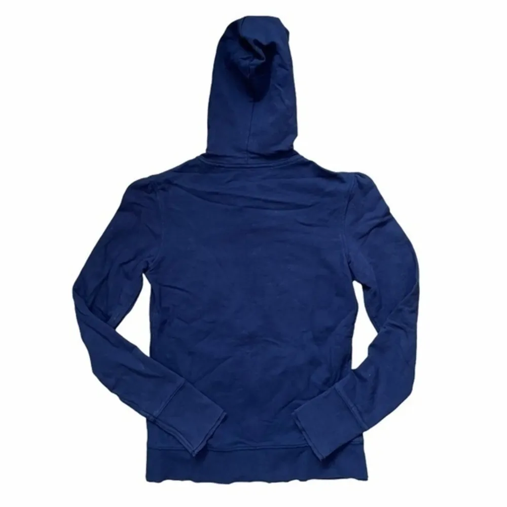 Navy Blue Raw Hem Zip Hoodie Sweats Jacket - Image 4